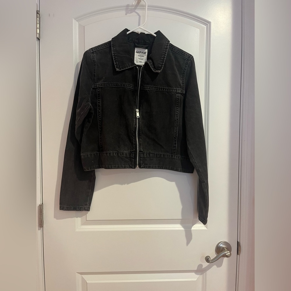 New Garage Black Cropped Zip Front Jacket with tags